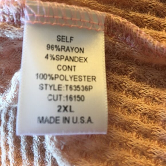 Oddi Waffle Knit Top Womens 2X Peach with Polka Dot Balloon Sleeve Whimsical - Picture 10 of 11